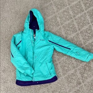 Columbia Aqua and Violet Hooded Jacket